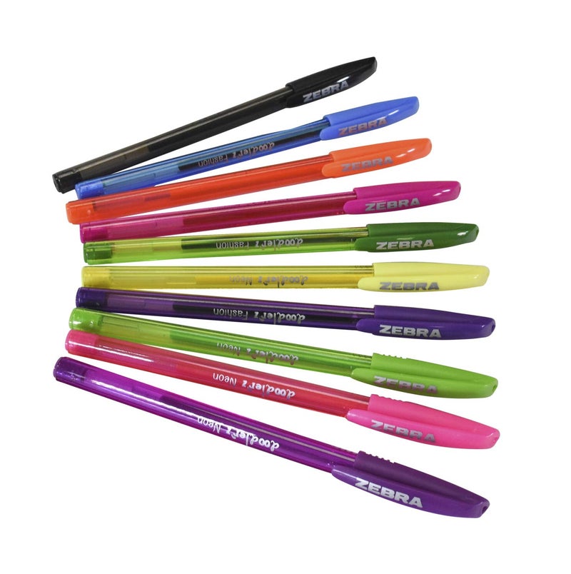 Zebra Pen Doodlerz Gel Stick Pens 10-Pack, 1.0mm Bold Point, School Supplies & Scrapbook Supplies, Smooth Writing, Ergonomic Grip, Assorted Neon Colors, Translucent Barrel (41810) - Image 2